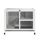 PawHut 36" W Rabbit Hutch with Wheels and Ramp - Grey-Solid wood make this rabbit enclosure natural and sturdy 