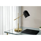 Monarch Specialties 18" H Contemporary Table Lamp - Brass Metal / Black Shade-The user friendly on/off switch on the metal shade operates a single A60/A19 bulb up to 40W (not included) to instantly illuminate an end or side table, nightstand or bedside table, or simply as a desk lamp with a decorative touch