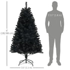 HOMCOM 6' Artificial Christmas Tree with Auto Open - Steel Base - Black-Flame retardant branches provide peace of mind 