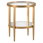 Hudson&Canal Hera 20"W Round Side Table with Mirror Shelf - Antique Brass-A modern contemporary design for your living room, bedroom, and more