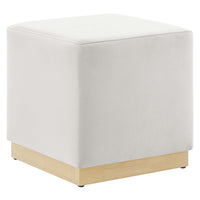 Modway Tilden 17" Square Performance Velvet Upholstered Ottoman - Alabaster/Natural-Performance Velvet Upholstery