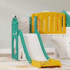 Qaba - Toboggan 7-en-1 pour tout-petits avec maisonnette et panier de basket pour jeu intérieur - jaune-Des activités physiques comme l’escalade et le basketball développent la motricité 