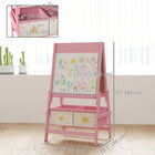 Qaba - Chevalet d'art 3-en-1 double face pour enfants avec rouleau de papier - rose-Structure stable en forme de A fabriquée en bois de pin et MDF 