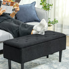 HOMCOM - Ottoman de rangement avec pieds en bois et capacité de 57 L - noir-Pieds solides en bois de caoutchouc pour une grande stabilité 
