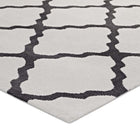 Modway Marja Moroccan Trellis Area Rug - 8 ft W x 10 ft L - Ivory/Charcoal-Gripping Jute Fabric Underside