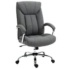 Vinsetto - Chaise de bureau en lin avec accoudoirs - grise-Conception ergonomique à haut dossier avec épaisse garniture pour plus de confort