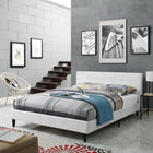 Modway Linnea Faux Leather Queen Bed - White-Slatted Poplar Wood Support System