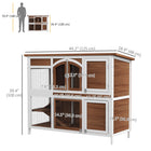 PawHut 49" L Outdoor 2-Tier Rabbit Hutch with Openable Roof and Slide-Out Tray - Brown-Pull-out tray on the upper level for easy cleaning 