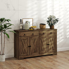 HOMCOM 47.6" L Sideboard Buffet Cabinet with Storage - Tan-Barn door design with ring handles, adds rustic farmhouse charm