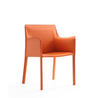 Manhattan Comfort - Lot de 2 fauteuils de salle à manger modernes Paris 21,65 po en similicuir corail-Rembourrage 100 % sur mesure de haut en bas y compris les pieds
