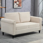 HOMCOM Loveseat Sofa with Curved Armrests - Beige-Rolled arms and gourd-shaped legs exude timeless charm