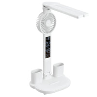 Xtricity Foldable LED Desk Touch Lamp with Fan and Digital Clock - White-Integrated LED light source