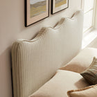 Modway Athena Striped Fabric Upholstered Full Size Headboard - Oatmeal Stripe-Wood Blend Frame