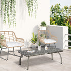 Outsunny - Table basse en rotin 35,4 po L x 19,7 po l, gris-Fabriquée en osier de rotin tressé à la main, résistant aux UV et à l'eau  