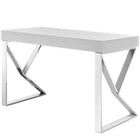 Plata Import - Mac Bureau Bureau Bureau Placage De Bois Avec Pieds En Acier Inoxydable, Blanc-Dimensions: 30 po H x 48 po l x 22 po P