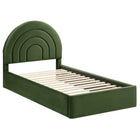 Modway Solana Arched Performance Velvet Twin Platform Bed - Moss Green-Stain-Resistant Performance Velvet Upholstery