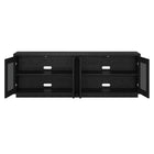 Hudson&Canal Pryce TV Stand for TV's up to 78" - Black Grain/Black Rattan-Clean with a soft, dry cloth and no harsh chemicals or abrasive cleaning materials
