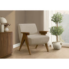 Monarch Specialties - Chaise d'Appoint Moderne du Milieu du Siècle Rembourré 31"H Avec des Pieds en Noyer Massif - Tissu Beige-Conçu pour le confort au quotidien, l'assise généreusement rembourrée et le dossier soutenant créent un siège cosy, parfait autant pour la détente que pour recevoir des invités.