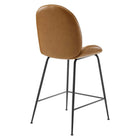Modway - Scoop Jambe en acier revêtu de poudre noire Cuir végane Tabouret de comptoir - Tan-Capacité de poids des selles : 300 lb