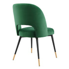 Modway Rouse Performance Velvet Dining Side Chairs - Emerald - 2 Pack-Splayed and Tapered Legs