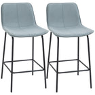 HOMCOM Microfiber Upholstered Bar Stools - Light Grey - 2 Pack-Counter stools set of 2
