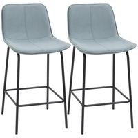 HOMCOM - Tabourets de bar rembourrés en microfibre - gris clair - paquet de 2-Lot de 2 tabourets de comptoir 
