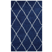 Modway Toryn Diamond Lattice Shag Area Rug - 5 ft W x 8 ft L - Navy/Ivory-Diamond Trellis Shag Area Rug