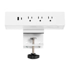 MotionGrey Desk Clamp Power Strip with Desktop Surge Protector with USB-C - 3 Outlets & 6ft Flat Plug - White-High Power Capacity: Rated at Max 1875W, 125V/15A with USB output of 5V 3.1A, supporting workstations, laptops, phones, and more