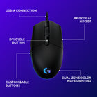 Logitech G203 LightSync RGB Gaming Mouse - Black-Connect using USB Type-A; Cable length: 6.89 ft (2.1 m)