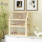 PawHut 30" H 3-Tier Wooden Hamster Cage with Deep Bottom, Hut, Seesaw, Exercise Wheel and Ramps-12.6" deep bottom for natural digging and burrowing 