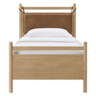 Modway Leni Twin Size Vegan Leather and Wood Platform Bed Frame - Light Oak Canyon-Assembly Required