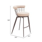 Zuo Saku Swivel Barstool - Beige/Brown-6