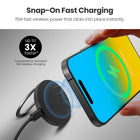 MyBat DockIt 360° Magnetic Wireless Charger + Ring Grip Stand - Black-Hands-Free Stand - Perfect for video calls, streaming, or multitasking without holding your phone