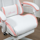 Vinsetto Computer Gaming Chair with Footrest and Swivel Wheels - White-Five wheels and swivel seat works with your body movements