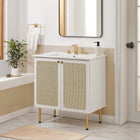 Modway Chaucer 30" Bathroom Vanity Cabinet - White-Metal Cabinet Knobs