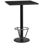 Flash Furniture Dessus de table carré de 24 po en stratifié noir avec anneau de pied-Table d'hospitalité à hauteur de bar