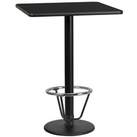 Flash Furniture Dessus de table carré de 24 po en stratifié noir avec anneau de pied-Table d'hospitalité à hauteur de bar