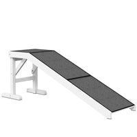 PawHut 59" L Pet Ramp with Non-slip Carpet - White-Aimed for older or little pets or pets who have limited mobility to provide them a gentle angle to climb 
