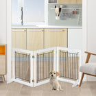 PawHut Folding Freestanding Pet Gate with 2 Support Feet - White-Consists of three plates, fixed together with strong hinges 