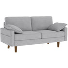 HOMCOM 66.5" Velvet Upholstered 3 Seater Sofa Couch with 2 Pillows - Grey-Compact design maximizes seating for three without taking up space  