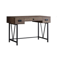 Monarch I 7412 Wood Grain with Black Metal Computer Desk - Brown-Thick paneled computer desk finished in a warm brown reclaimed wood-look, with attractive black metal legs