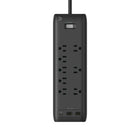 BlueDiamond 8-Outlet Surge Protector with USB-C/USB-A - 8' Cord - Black-Superior Surge Protection: Protect all of your devices from sudden power surges with 2160 Joules of protection
