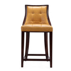 Manhattan Comfort Fifth Avenue 19" Traditional Faux Leather Upholstered Counter Stool - Camel and Dark Walnut - 2 Pack-Includes Footrest Base