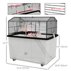 PawHut Hamster/Gerbil Cage with Wheels, Detachable Bottom, Ramp-Deep base allows for straightforward cleaning and bedding setup