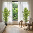 HOMCOM - Arbre de bambou artificiel 5 pi en pot - vert - lot de 2-De la mousse en PE et du sol en ciment sont inclus pour plus de stabilité et de réalisme 