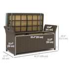 Outsunny 2-In-1 Patio Wicker Storage Bench with Handles and Cushion - Dark Grey-Hinges on the seat, easily opening and placing items inside