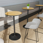 HOMCOM Round Bar Table for 2, Easy Assembly for Home Bar Cocktail Bistro - Natural Wood-Steel base with anti-slip rubber ring enhances stability