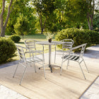 Flash Furniture 31.5'' Round Aluminum Indoor/Outdoor Table with 4 Slat-Back Chairs (TLH32RD017BCHR4)-31.50"W x 31.50"D x 27.25"H/Round