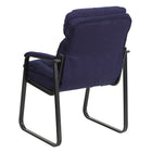 Flash Furniture – Chaise de réception en microfibre avec soutien lombaire et base traîneau, bleu marine (GO1156NVY)-Appuis-bras rembourrés courbés