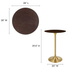 Modway Lippa 28" Round Cherry Walnut Wood Bar Table - Gold Cherry Walnut-Cherry Walnut Veneer and MDF Tabletop